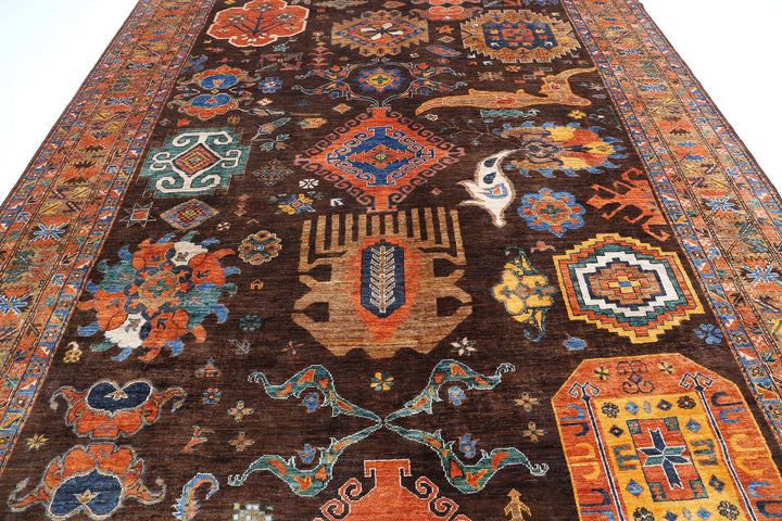 Hand Knotted Nomadic Caucasian Humna Wool Rug 9' 10" x 12' 1" - No. AT15254