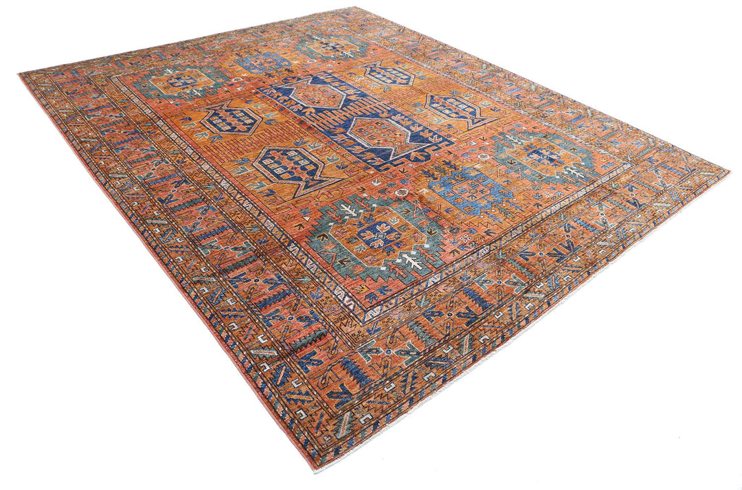 Hand Knotted Nomadic Caucasian Humna Wool Rug 8' 5" x 9' 10" - No. AT70968