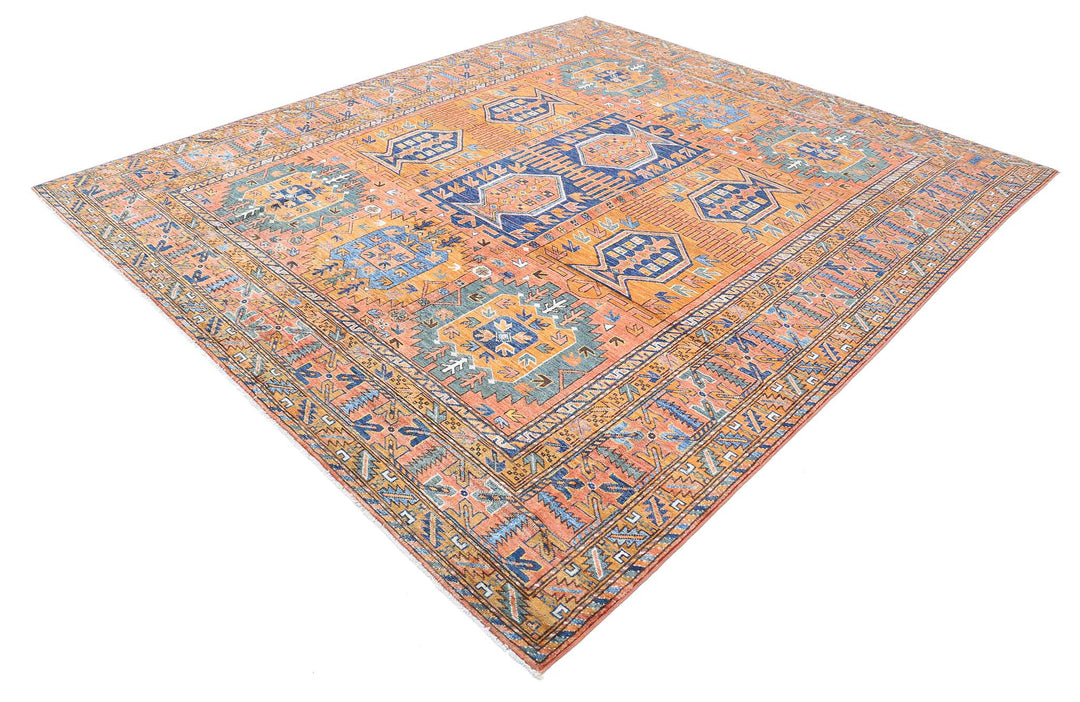 Hand Knotted Nomadic Caucasian Humna Wool Rug 8' 5" x 9' 10" - No. AT70968
