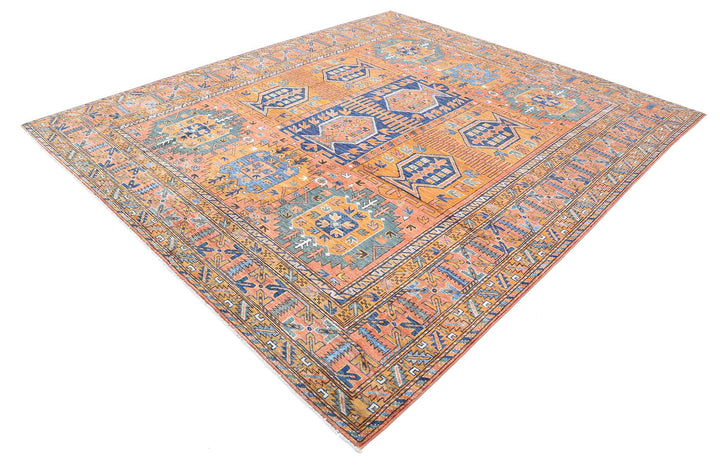 Hand Knotted Nomadic Caucasian Humna Wool Rug 8' 5" x 9' 10" - No. AT70968