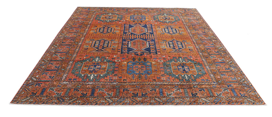 Hand Knotted Nomadic Caucasian Humna Wool Rug 8' 5" x 9' 10" - No. AT70968