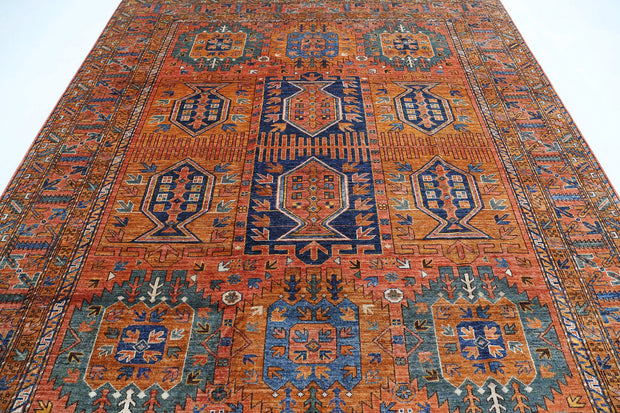 Hand Knotted Nomadic Caucasian Humna Wool Rug 8' 5" x 9' 10" - No. AT70968