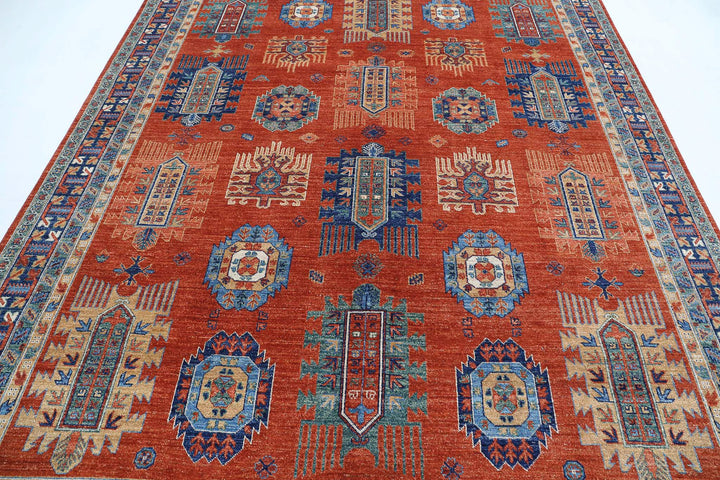Hand Knotted Nomadic Caucasian Humna Wool Rug 7' 8" x 9' 7" - No. AT25283