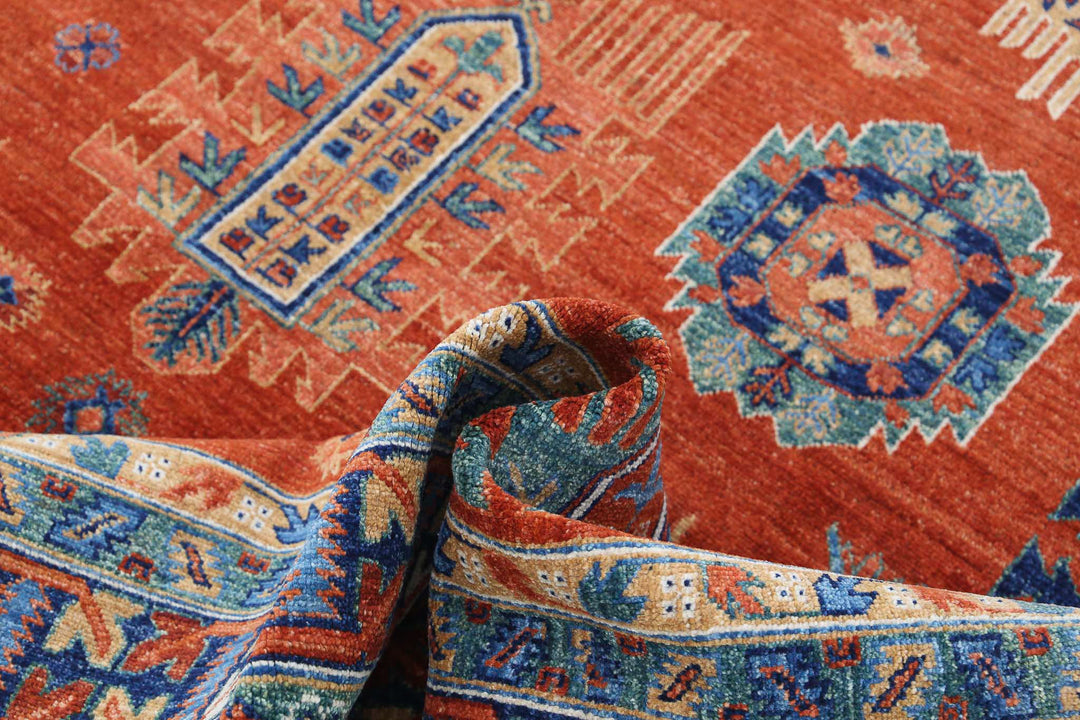 Hand Knotted Nomadic Caucasian Humna Wool Rug 7' 8" x 9' 7" - No. AT25283