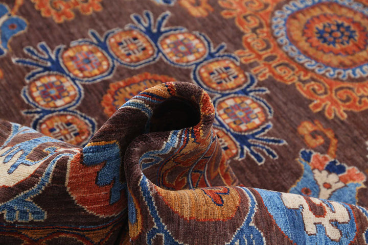 Hand Knotted Nomadic Caucasian Humna Wool Rug 8' 1" x 9' 9" - No. AT74288