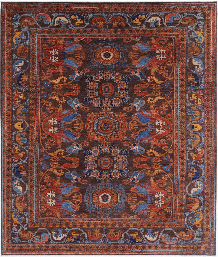 Hand Knotted Nomadic Caucasian Humna Wool Rug 8' 1" x 9' 9" - No. AT74288
