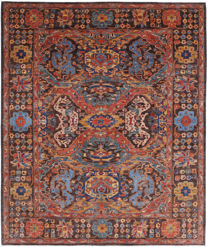 Hand Knotted Nomadic Caucasian Humna Wool Rug 8' 1" x 9' 8" - No. AT88883