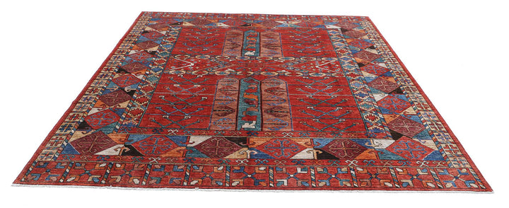 Hand Knotted Nomadic Caucasian Humna Wool Rug 8' 5" x 9' 10" - No. AT83303