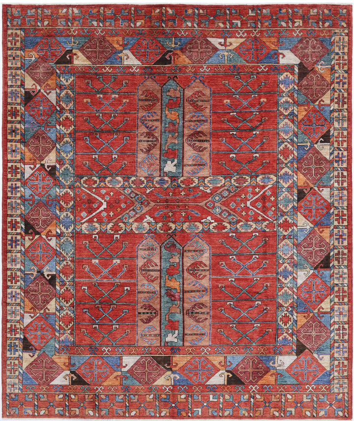 Hand Knotted Nomadic Caucasian Humna Wool Rug 8' 5" x 9' 10" - No. AT83303