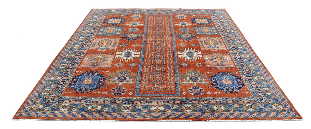 Hand Knotted Nomadic Caucasian Humna Wool Rug 7' 10" x 9' 6" - No. AT11724