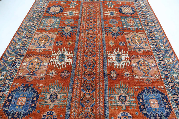 Hand Knotted Nomadic Caucasian Humna Wool Rug 7' 10" x 9' 6" - No. AT11724