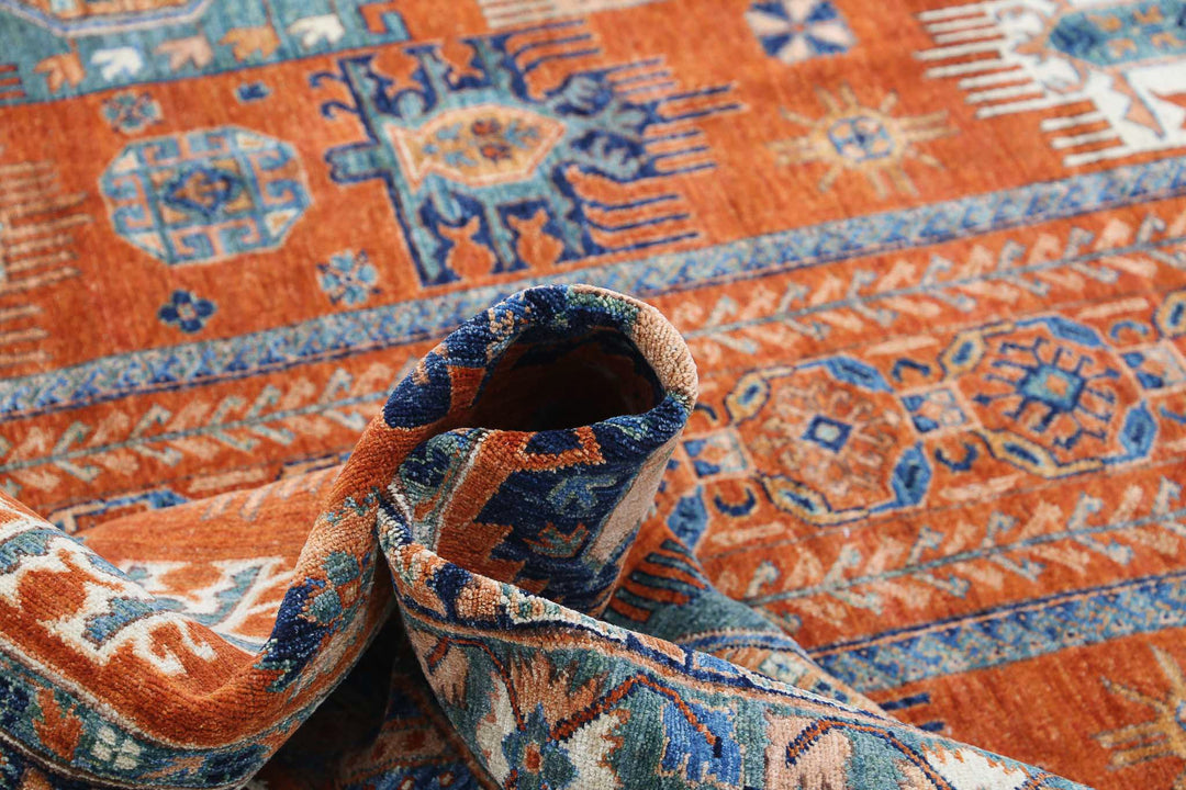 Hand Knotted Nomadic Caucasian Humna Wool Rug 7' 10" x 9' 6" - No. AT11724