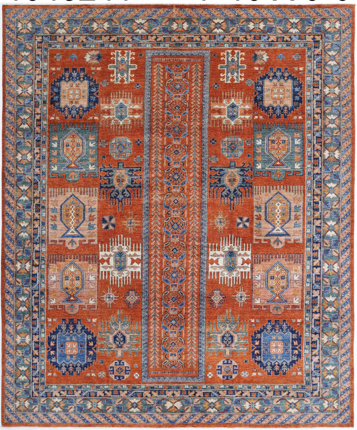 Hand Knotted Nomadic Caucasian Humna Wool Rug 7' 10" x 9' 6" - No. AT11724