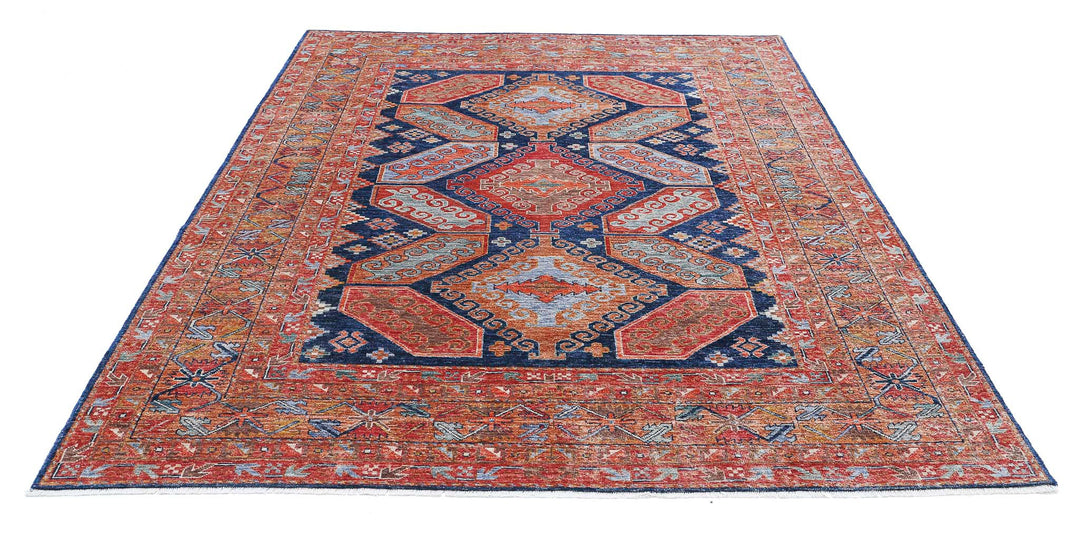 Hand Knotted Nomadic Caucasian Humna Wool Rug 6' 7" x 9' 0" - No. AT65055