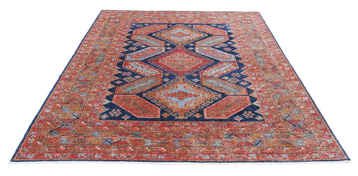Hand Knotted Nomadic Caucasian Humna Wool Rug 6' 7" x 9' 0" - No. AT65055