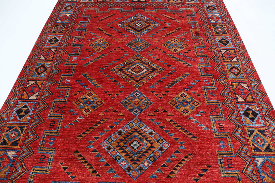 Hand Knotted Nomadic Caucasian Humna Wool Rug 6' 6" x 8' 7" - No. AT62160