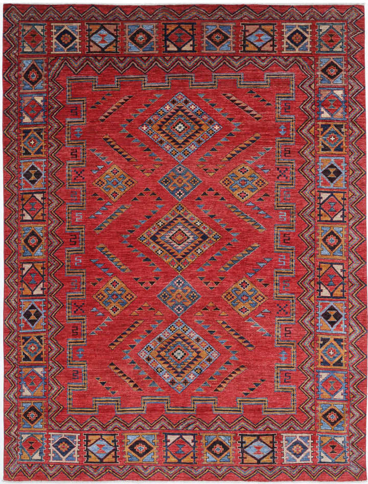 Hand Knotted Nomadic Caucasian Humna Wool Rug 6' 6" x 8' 7" - No. AT62160