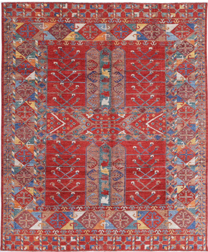 Hand Knotted Nomadic Caucasian Humna Wool Rug 9' 1" x 10' 10" - No. AT89054