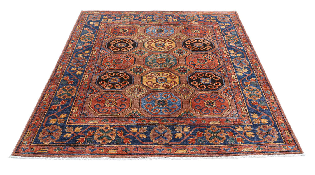 Hand Knotted Nomadic Caucasian Humna Wool Rug 5' 9" x 7' 2" - No. AT98957