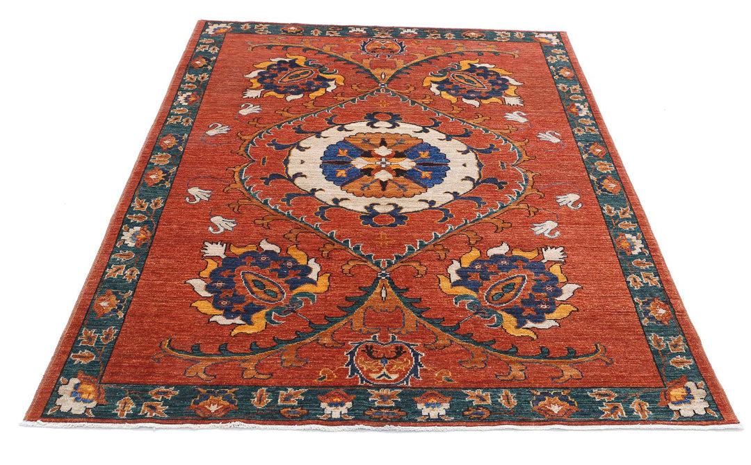 Hand Knotted Nomadic Caucasian Humna Wool Rug 5' 0" x 6' 5" - No. AT96200