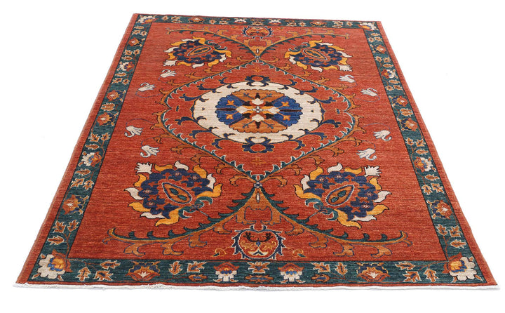 Hand Knotted Nomadic Caucasian Humna Wool Rug 5' 0" x 6' 5" - No. AT96200