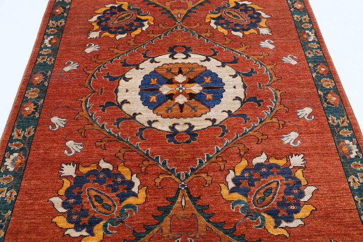 Hand Knotted Nomadic Caucasian Humna Wool Rug 5' 0" x 6' 5" - No. AT96200