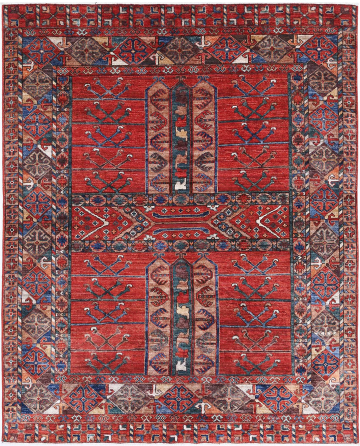 Hand Knotted Nomadic Caucasian Humna Wool Rug 5' 5" x 6' 8" - No. AT52695