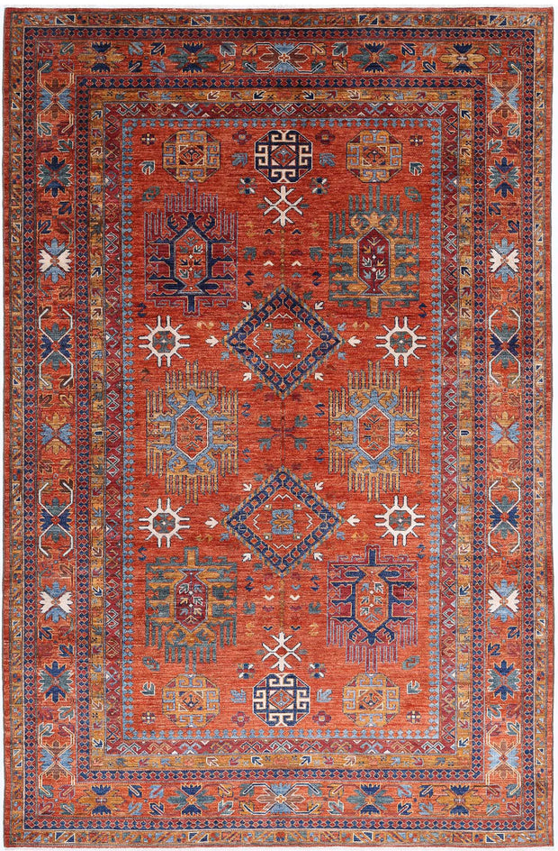 Hand Knotted Nomadic Caucasian Humna Wool Rug 6' 8" x 10' 4" - No. AT64326