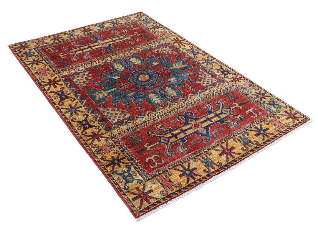 Hand Knotted Nomadic Caucasian Humna Wool Rug 4' 1" x 6' 0" - No. AT49698