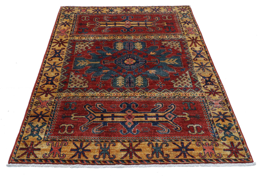 Hand Knotted Nomadic Caucasian Humna Wool Rug 4' 1" x 6' 0" - No. AT49698