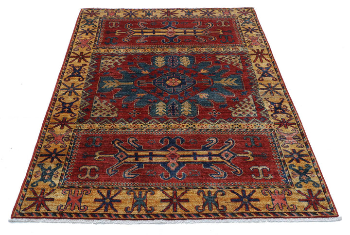 Hand Knotted Nomadic Caucasian Humna Wool Rug 4' 1" x 6' 0" - No. AT49698