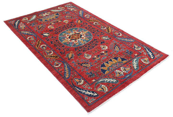 Hand Knotted Nomadic Caucasian Humna Wool Rug 3' 11" x 6' 3" - No. AT73354