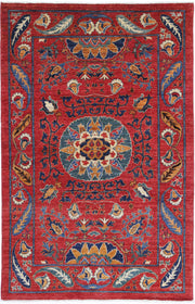 Hand Knotted Nomadic Caucasian Humna Wool Rug 3' 11" x 6' 3" - No. AT73354
