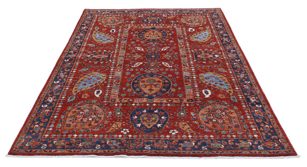 Hand Knotted Nomadic Caucasian Humna Wool Rug 5' 6" x 7' 11" - No. AT62151