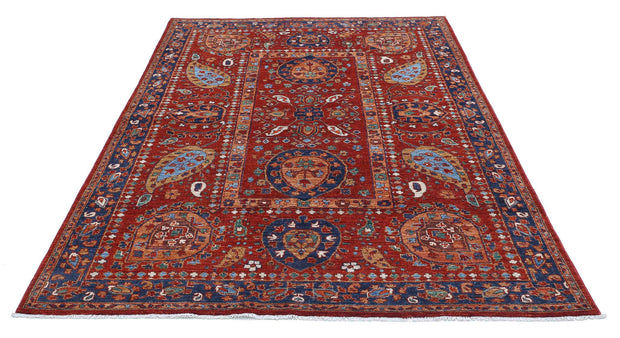 Hand Knotted Nomadic Caucasian Humna Wool Rug 5' 6" x 7' 11" - No. AT62151
