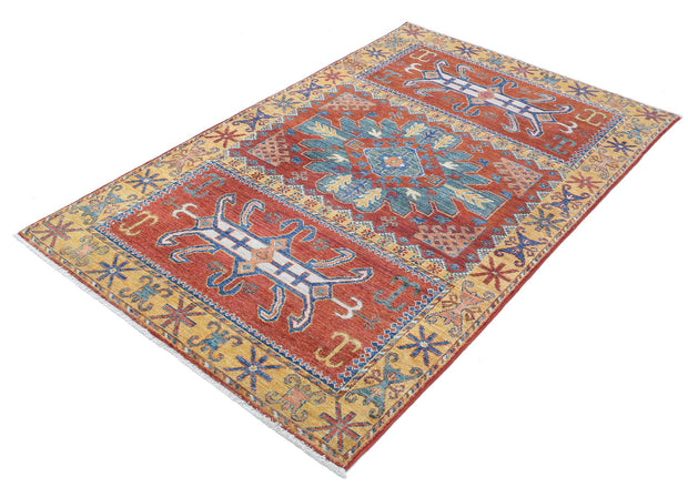 Hand Knotted Nomadic Caucasian Humna Wool Rug 3' 11" x 6' 4" - No. AT11659