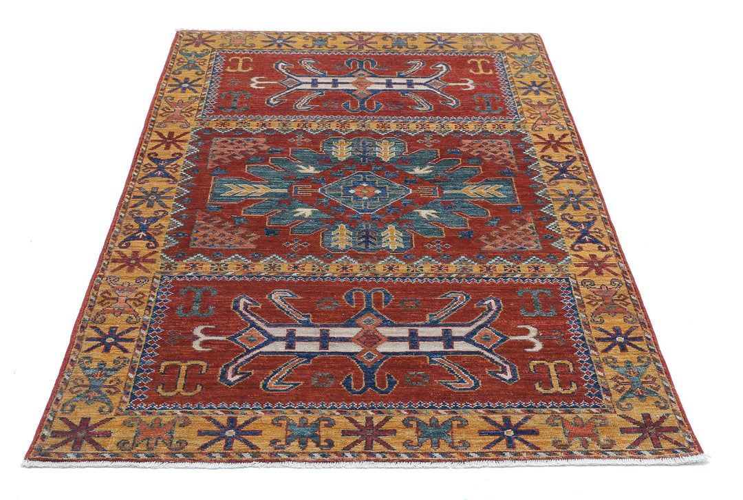 Hand Knotted Nomadic Caucasian Humna Wool Rug 3' 11" x 6' 4" - No. AT11659