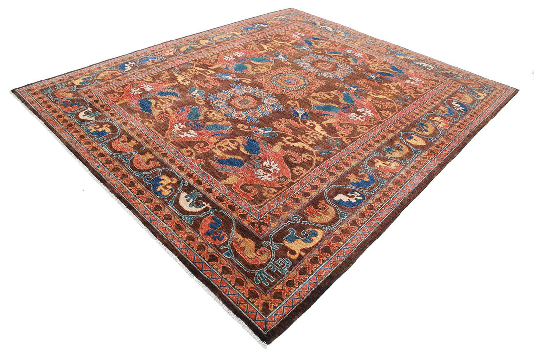 Hand Knotted Nomadic Caucasian Humna Wool Rug 8' 4" x 9' 9" - No. AT93126