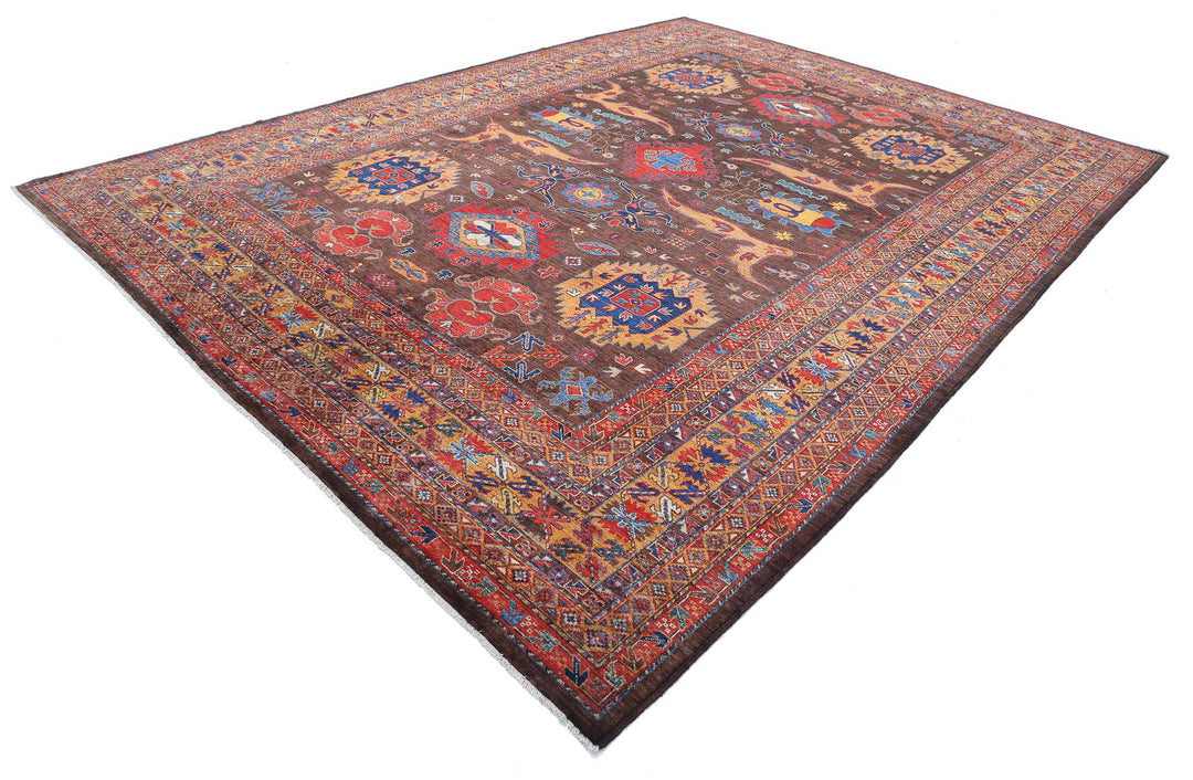 Hand Knotted Nomadic Caucasian Humna Wool Rug 10' 3" x 13' 7" - No. AT38304