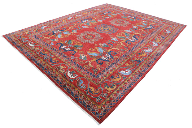 Hand Knotted Nomadic Caucasian Humna Wool Rug 9' 2" x 11' 9" - No. AT77185