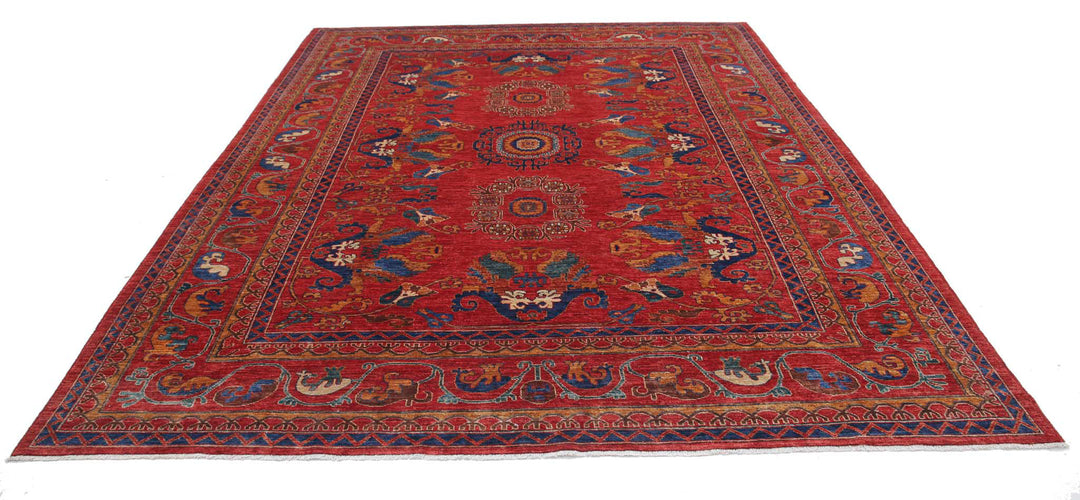 Hand Knotted Nomadic Caucasian Humna Wool Rug 8' 10" x 11' 5" - No. AT27743