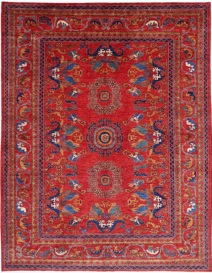 Hand Knotted Nomadic Caucasian Humna Wool Rug 8' 10" x 11' 5" - No. AT27743
