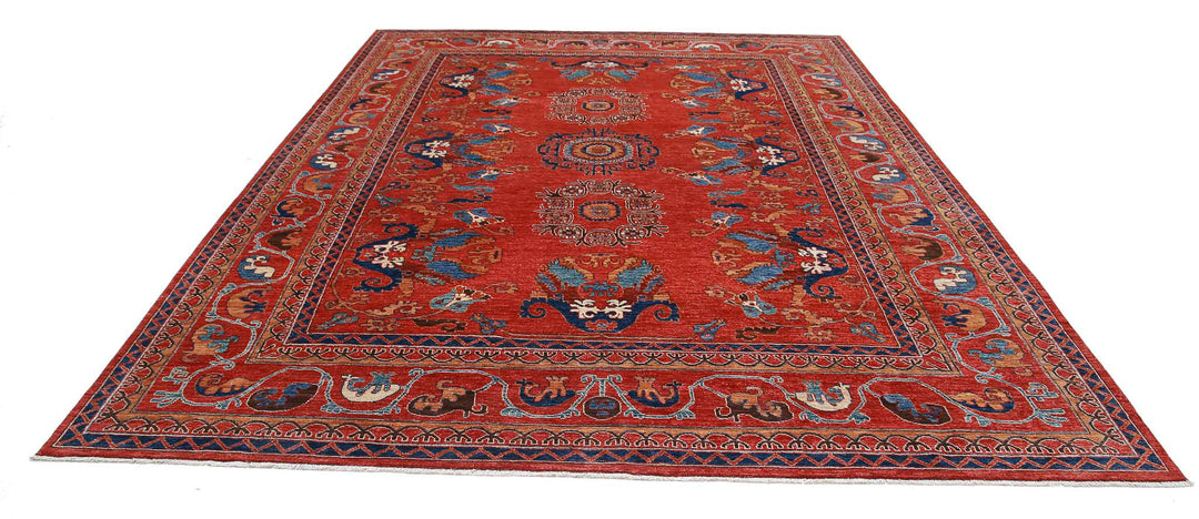 Hand Knotted Nomadic Caucasian Humna Wool Rug 9' 0" x 11' 9" - No. AT63991
