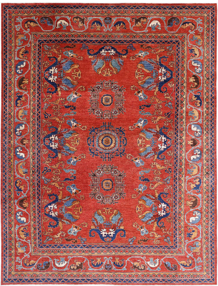 Hand Knotted Nomadic Caucasian Humna Wool Rug 9' 0" x 11' 9" - No. AT63991