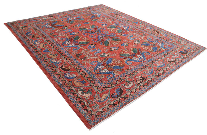 Hand Knotted Nomadic Caucasian Humna Wool Rug 8' 7" x 9' 9" - No. AT25773