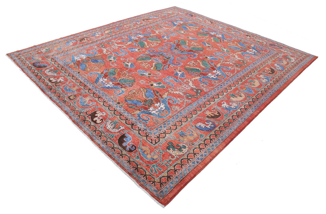 Hand Knotted Nomadic Caucasian Humna Wool Rug 8' 7" x 9' 9" - No. AT25773