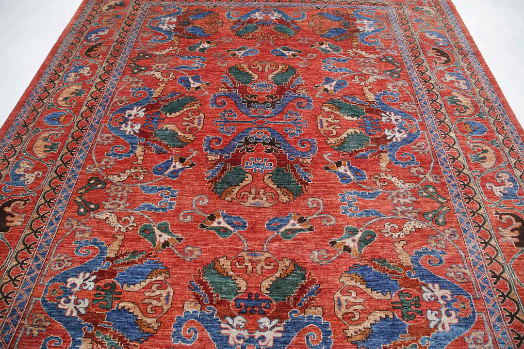 Hand Knotted Nomadic Caucasian Humna Wool Rug 8' 7" x 9' 9" - No. AT25773