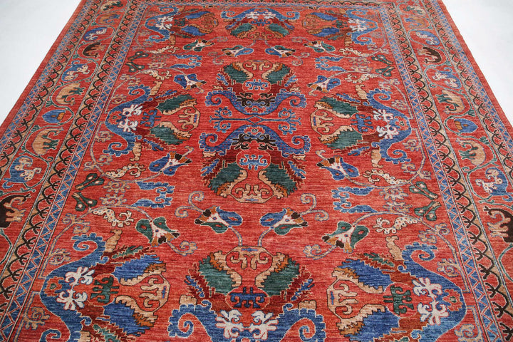 Hand Knotted Nomadic Caucasian Humna Wool Rug 8' 7" x 9' 9" - No. AT25773