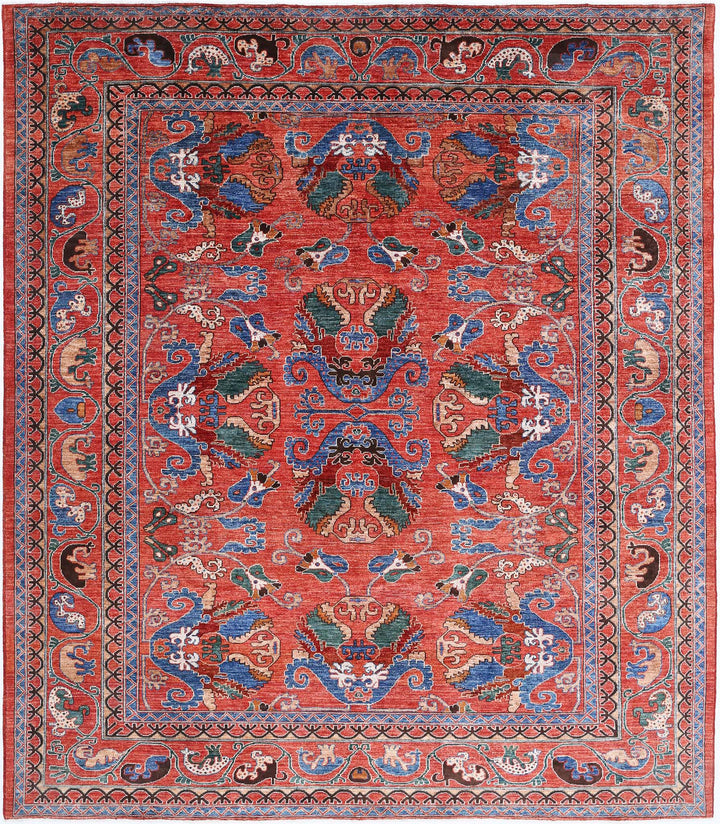 Hand Knotted Nomadic Caucasian Humna Wool Rug 8' 7" x 9' 9" - No. AT25773