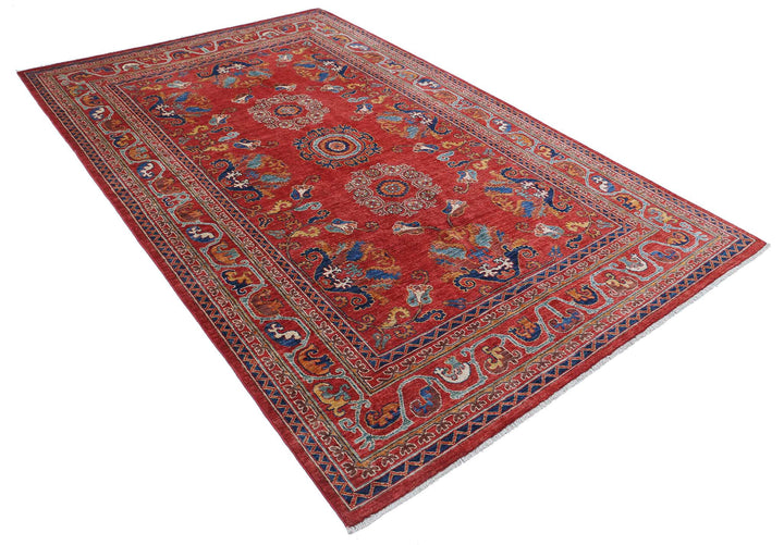Hand Knotted Nomadic Caucasian Humna Wool Rug 5' 10" x 9' 1" - No. AT38853